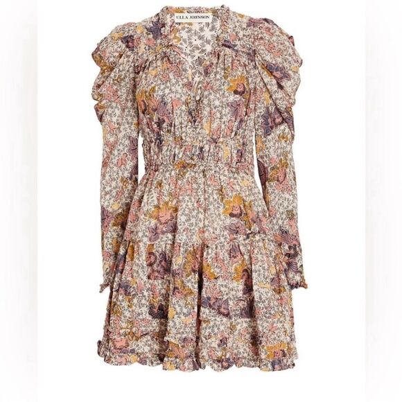 ULLA JOHNSON Dress Floral Julie Cotton Size 8 - Picture 3 of 14